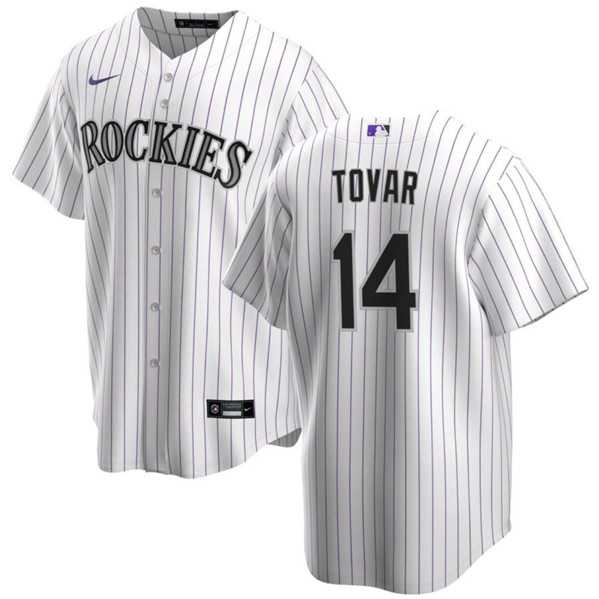 Men%27s Colorado Rockies #14 Ezequiel Tovar White Cool Base Stitched Baseball Jersey Dzhi